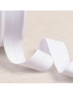 Nastro elastico pre-piegato gros grain 30 mm di larghezza - Bianco