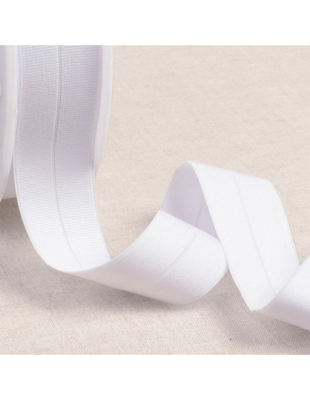 Nastro elastico pre-piegato gros grain 30 mm di larghezza - Bianco