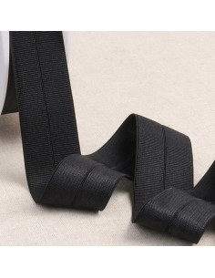 Nastro elastico pre-piegato gros grain 30 mm di larghezza - Nero