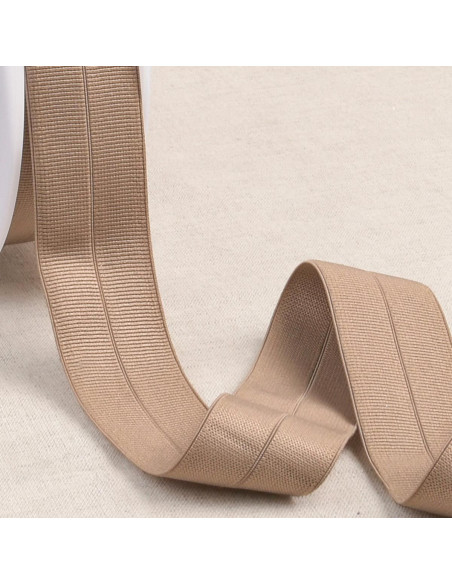 Nastro elastico pre-piegato gros grain 30 mm di larghezza - Marrone chiaro