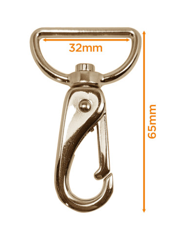 Moschettone in metallo premium - Oro chiaro 65 x 32 mm