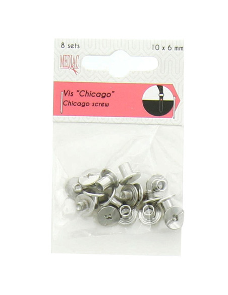 8 set di viti chicago 10 mm x 6 mm - Argento