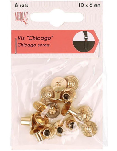 8 set di viti chicago 10 mm x 6 mm - Oro