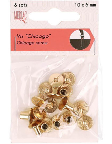8 set di viti chicago 10 mm x 6 mm - Oro