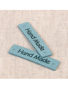 Set di 6 etichette similpelle - Fatto a mano blu