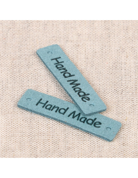 Set di 6 etichette similpelle - Fatto a mano blu