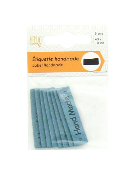 Set di 6 etichette similpelle - Fatto a mano blu