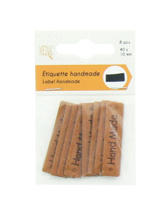 Set di 6 etichette similpelle - Fatto a mano marrone 2