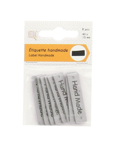 Set di 6 etichette similpelle - Fatto a mano grigio
