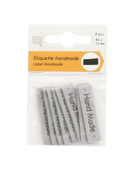 Set di 6 etichette similpelle - Fatto a mano grigio
