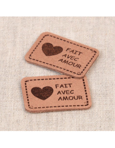 Set di 6 etichette similpelle - Fatto con amore marrone