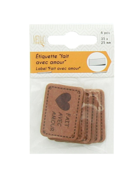 Set di 6 etichette similpelle - Fatto con amore marrone