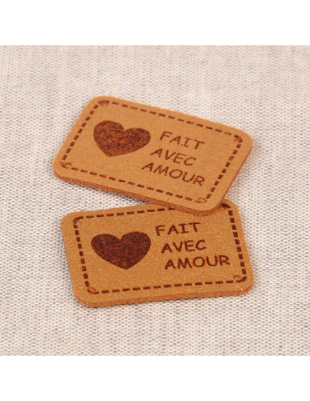 Set di 6 etichette similpelle - Fatto con amore beige