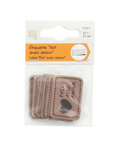 Set di 6 etichette similpelle - Fatto con amore beige