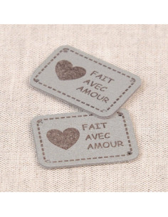 Set di 6 etichette similpelle - Fatto con amore grigio