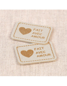 Set di 6 etichette similpelle - Fatto con amore avorio