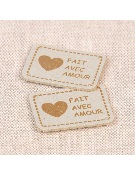 Set di 6 etichette similpelle - Fatto con amore avorio