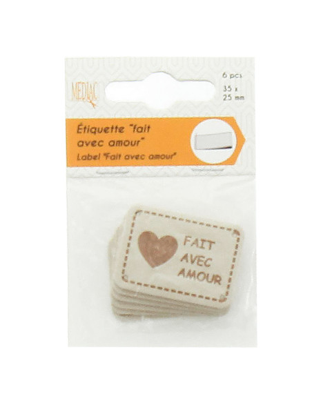 Set di 6 etichette similpelle - Fatto con amore avorio