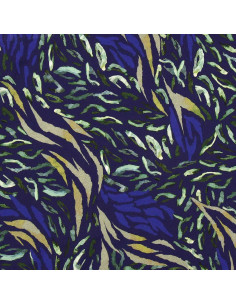 Tessuto in viscosa fantasia - Zaiba blu e verde 2