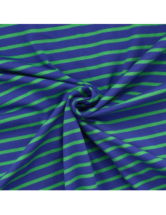 Tessuto jersey a righe bretoni - Blu e verde