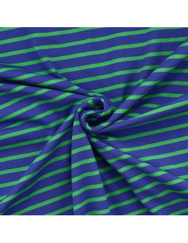 Tessuto jersey a righe bretoni - Blu e verde