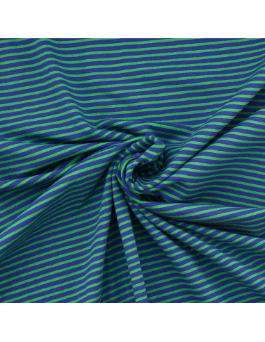 Tessuto jersey a righe marine - Blu e verde
