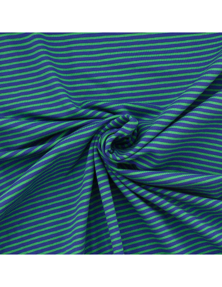Tessuto jersey a righe marine - Blu e verde