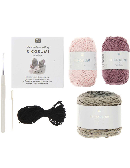 Kit uncinetto - Cestino di Pasqua grigio
