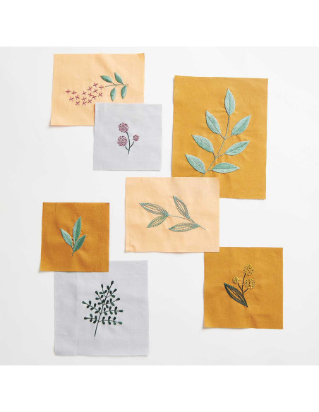 Set di 10 coupon di tessuti speciali per ricamo - Earthy