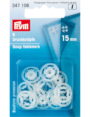 Bottoni a pressione in plastica trasparente da 15 mm