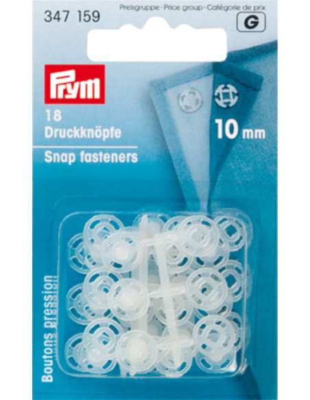 Bottoni a pressione in plastica trasparente da 10 mm