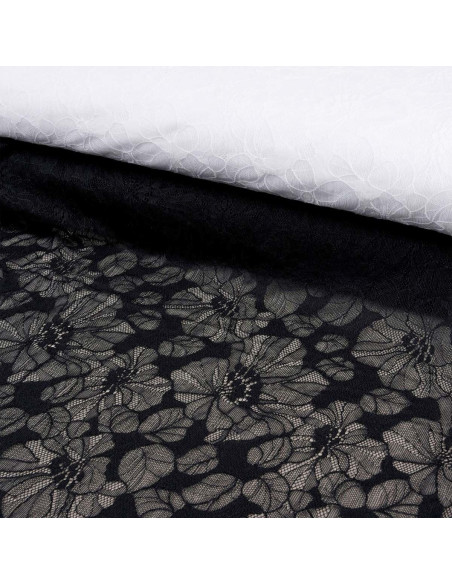 Tessuto in pizzo elastico Léonie - Nero