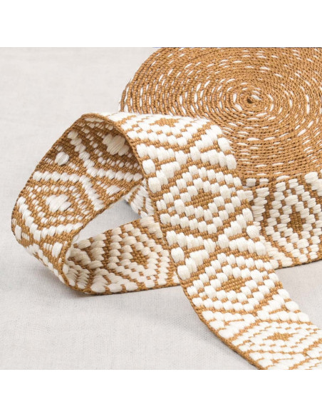 Cintura etnica - Rombo bianco e beige