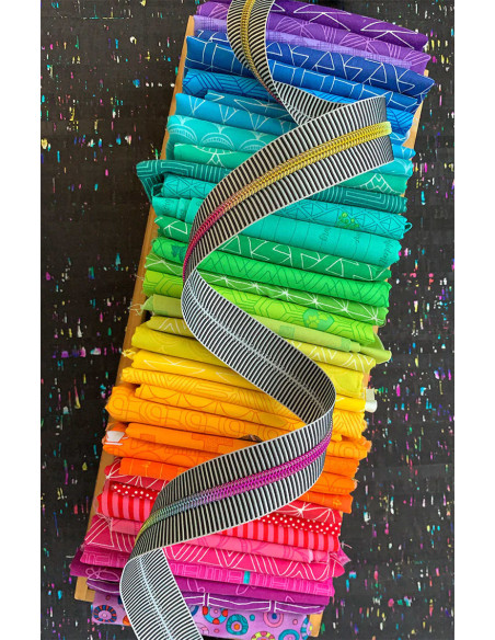 Chiusura in nylon 5 mm 274 cm - Righe nere e bianche maglia iridescente
