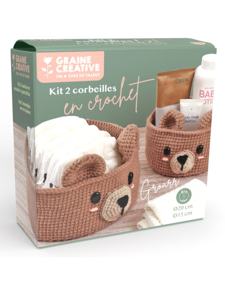 Kit uncinetto 2 cestini - Orso