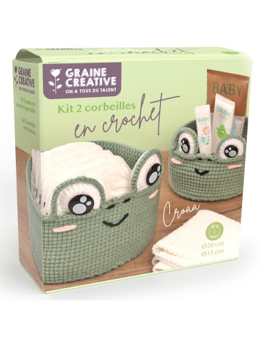 Kit per uncinetto 2 cestini - Rana