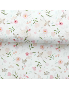 Tessuto popeline di cotone - Pretty bianco e rosa