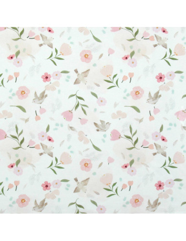 Tessuto popeline di cotone - Pretty bianco e rosa