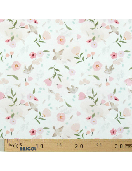 Tessuto popeline di cotone - Pretty bianco e rosa