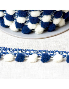 Gala con grandi pompon bicolore - Blu marino e écru