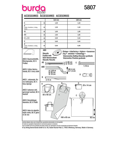 Modello di accessori - Burda 5807
