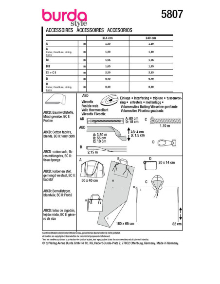 Modello di accessori - Burda 5807