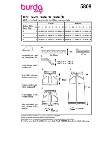 Modello di pantaloni - Burda 5808