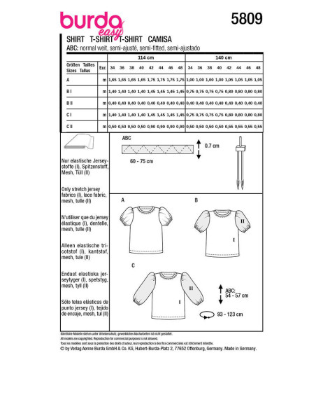 Modello di T-shirt - Burda 5809
