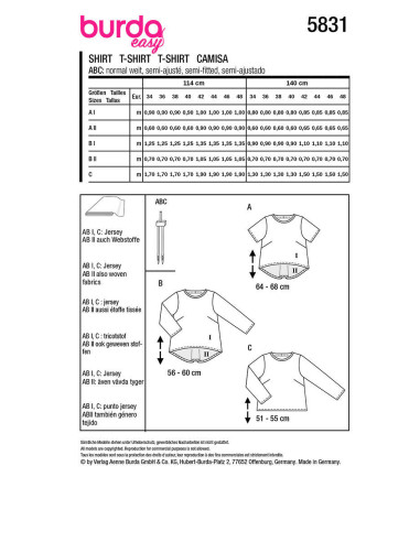 Modello di T-shirt - Burda 5831