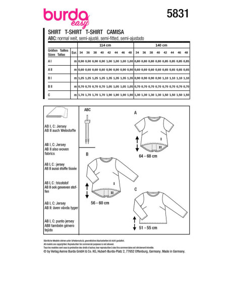 Modello di T-shirt - Burda 5831