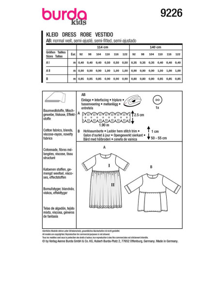 Modello di abito e top - Burda 9226