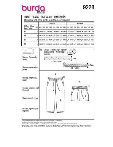 Modello di pantaloni - Burda 9228