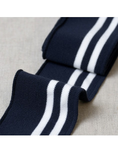 Polsini e orlo a coste - Blu navy con righe bianche