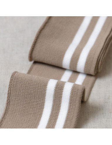 Polsini e vita a coste - Beige con righe bianche